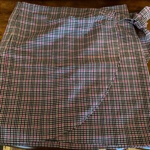 LOFT Pink and Black Plaid Mini Skirt